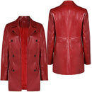 Web Women Red Leather Coat Party Carnival Halloween Cosplay Costume