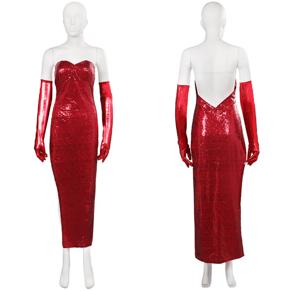 Who Framed Roger Rabbit Jessica Sexy Red Dress Party Carnival Halloween Cosplay Costume