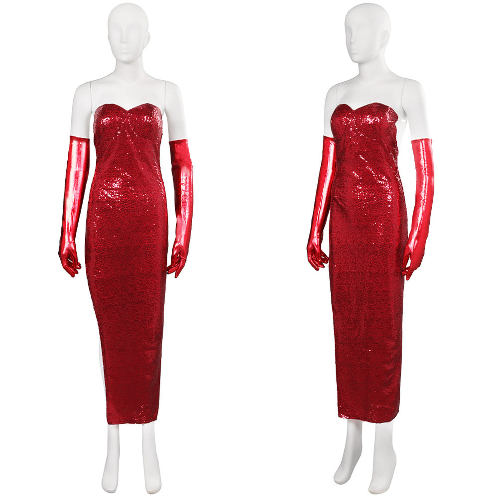Who Framed Roger Rabbit Jessica Sexy Red Dress Party Carnival Halloween Cosplay Costume