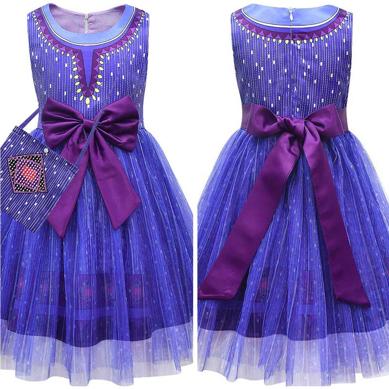 Wish Movie Asha Kids Children Purple Dress Party Carnival Halloween Cosplay Costume