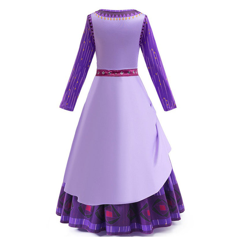 Wish Movie Asha Women Purple Dress Party Carnival Halloween Cosplay Costume