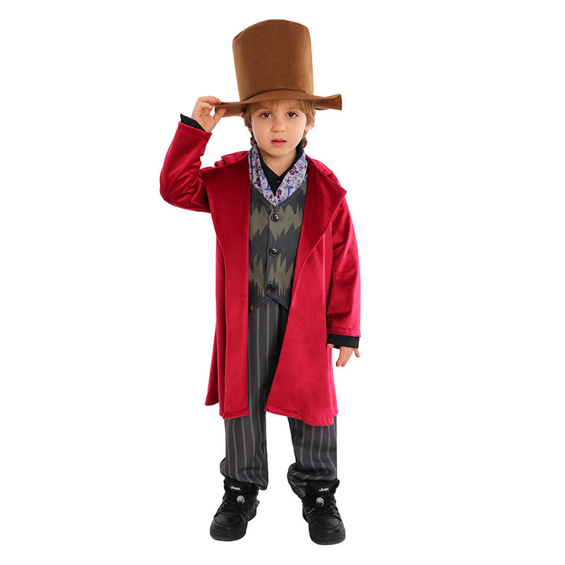 Wonka 2023 Movie Wonka Kids Children Outfit Party Carnival Halloween Cosplay Costume